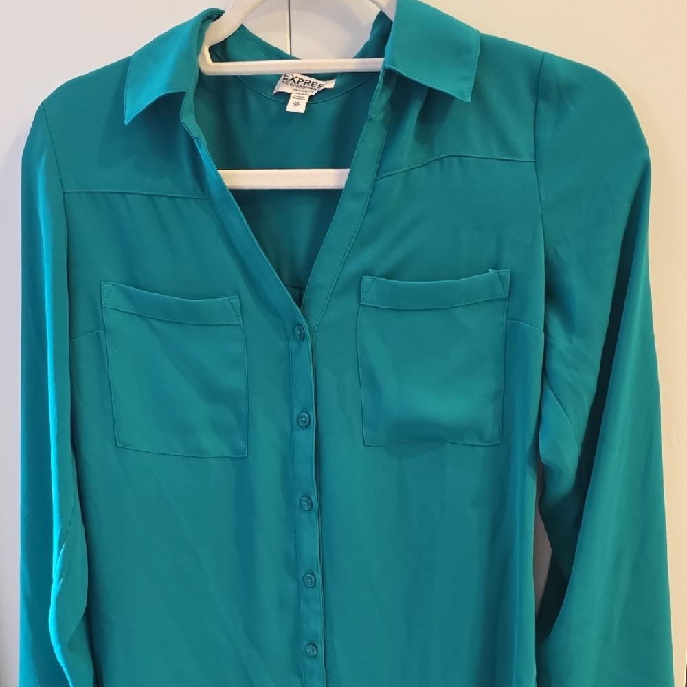 Express Turquoise Button-Down Shirt